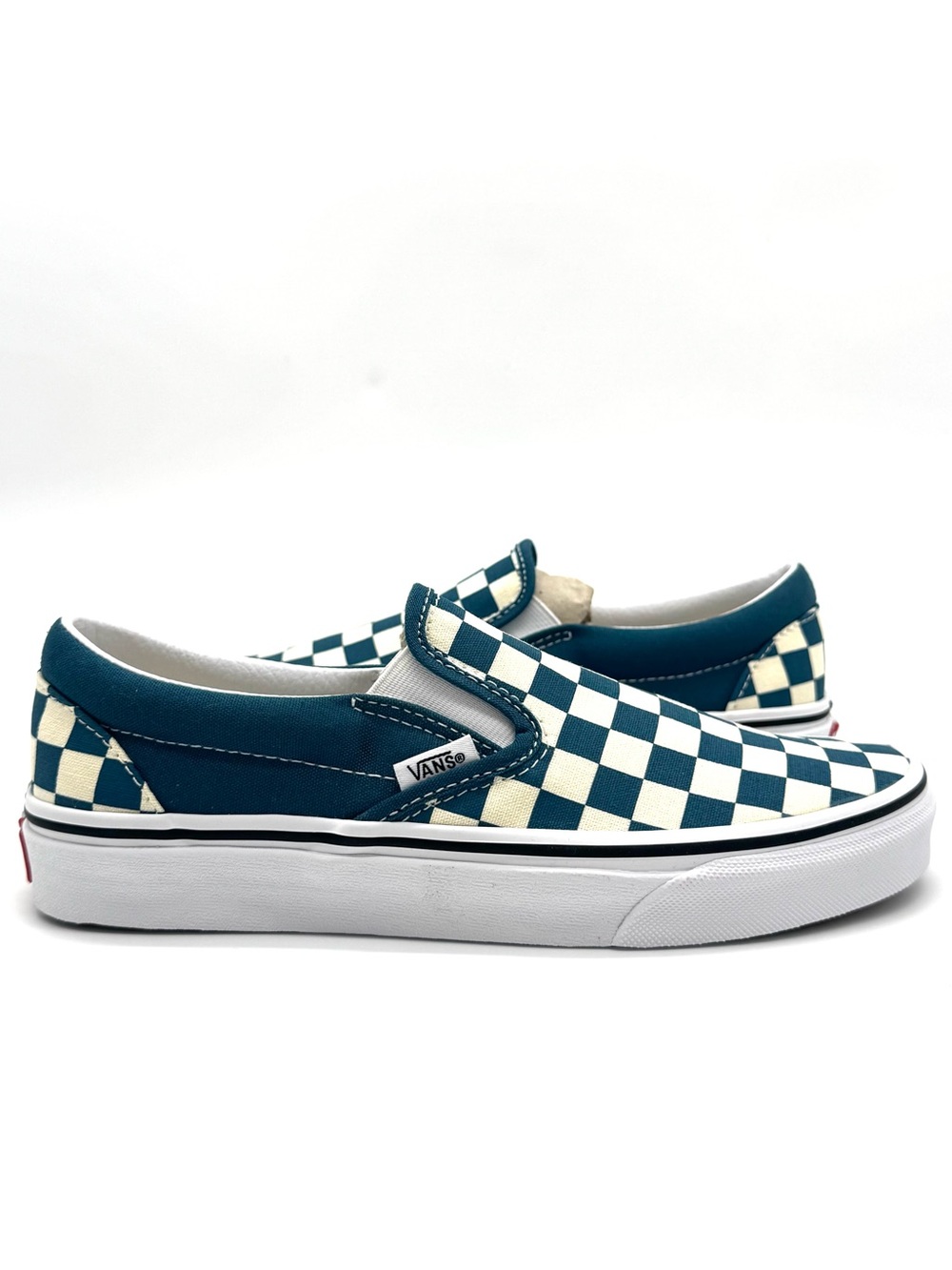 Women's Classic Slip-On Vans - Checkered Blue